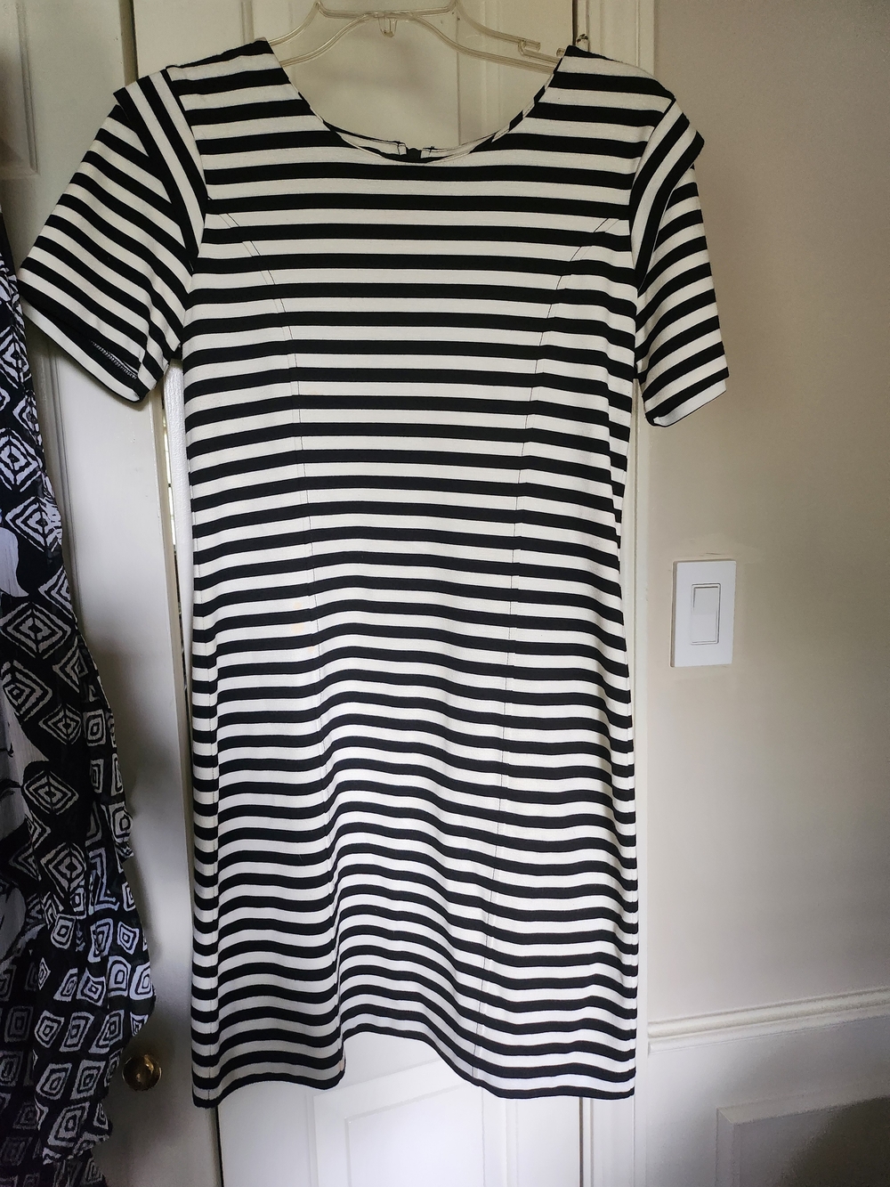 French Connection Black and White Striped Midi Dress